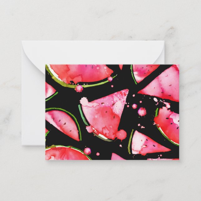 Watercolor Watermelon 2 Note Card (Front)