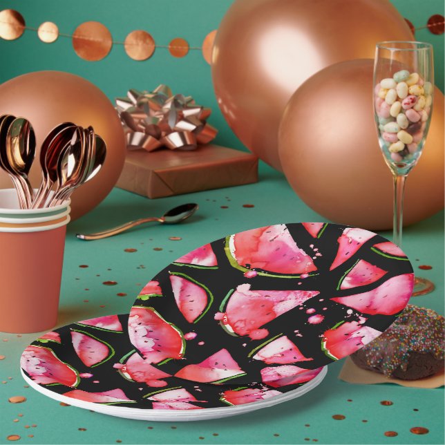 Watercolor Watermelon 2 Paper Plates (Multi)