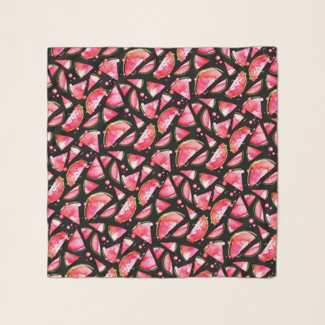 Watercolor Watermelon 2 Scarf (Front (Horizontal))