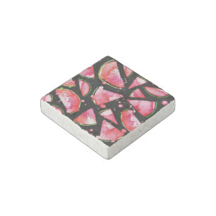 Watercolor Watermelon 2 Stone Magnet