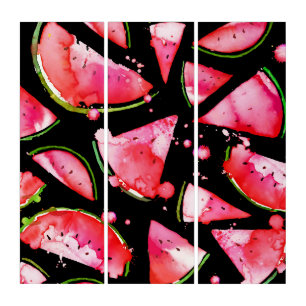Watercolor Watermelon 2 Triptych