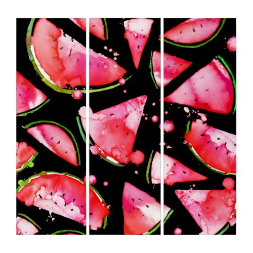 Watercolor Watermelon 2 Triptych