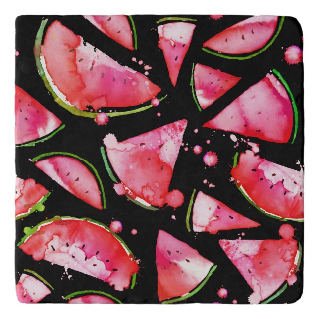 Watercolor Watermelon 2 Trivet (Front)