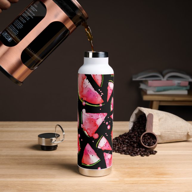 Watercolor Watermelon 2 Water Bottle (Coffee)