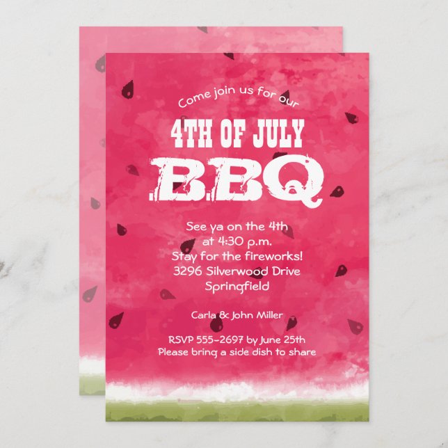 Watercolor Watermelon 4th of July (Front/Back)