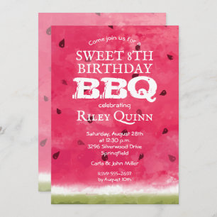 Watercolor Watermelon Birthday Invitations