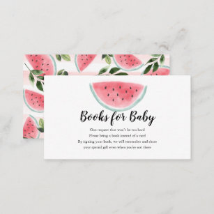 Watercolor Watermelon Books for Baby Shower Enclosure Card