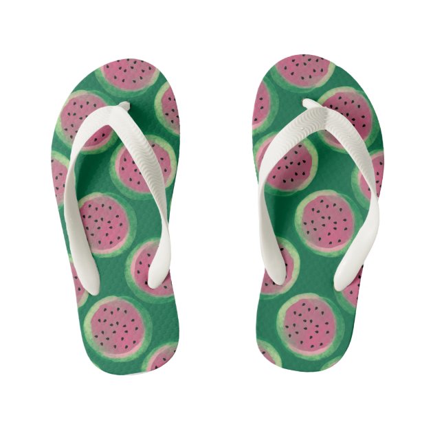 pink and green flip flops
