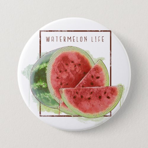 Watercolor watermelon design button
