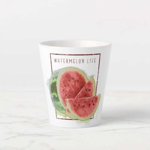 Watercolor watermelon design latte mug