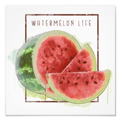 Watercolor watermelon design photo print