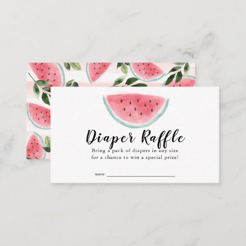 Watercolor Watermelon Diaper Raffle Ticket Enclosure Card