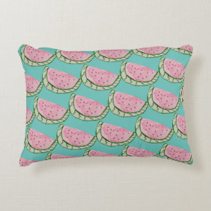 Watercolor Watermelon Doodles Painted Pattern Accent Pillow