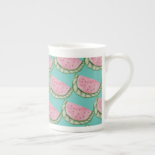 Watercolor Watermelon Doodles Painted Patterned Bone China Mug