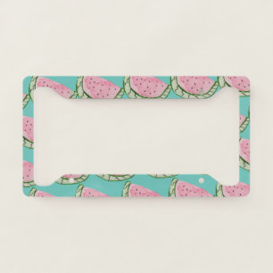 Watercolor Watermelon Doodles Painted Patterned License Plate Frame