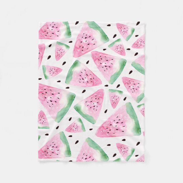 Watercolor Watermelon Fleece Blanket (Front)