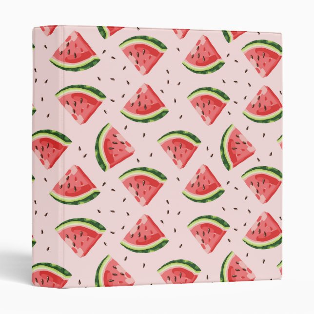 Watercolor Watermelon Fruit Pattern 3 Ring Binder (Front/Spine)
