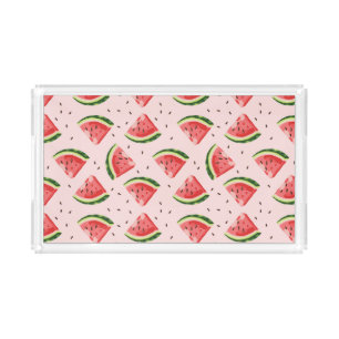 Watercolor Watermelon Fruit Pattern Acrylic Tray