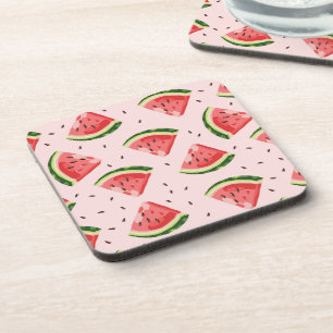Watercolor Watermelon Fruit Pattern Beverage Coaster