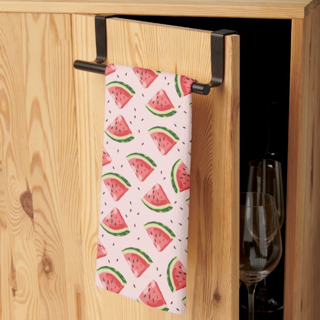 Watercolor Watermelon Fruit Pattern Kitchen Towel (Thirds Fold)