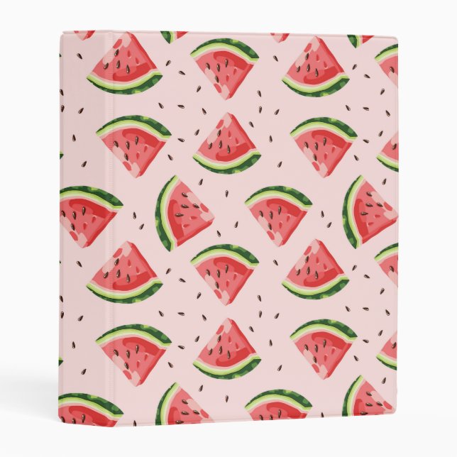 Watercolor Watermelon Fruit Pattern Mini Binder (Front/Spine)