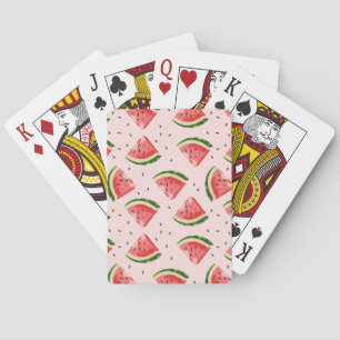 Watercolor Watermelon Fruit Pattern Poker Cards