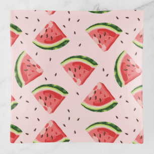 Watercolor Watermelon Fruit Pattern Trinket Tray