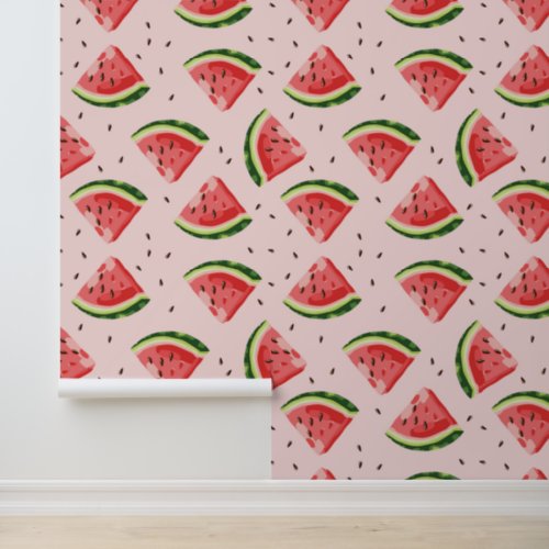 Watercolor Watermelon Fruit Pattern Wallpaper