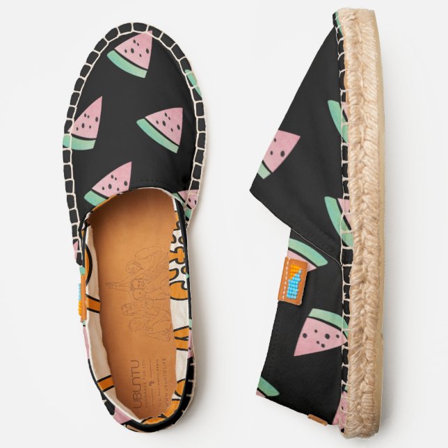 Watercolor Watermelon Fruity Slices Espadrilles (Side)