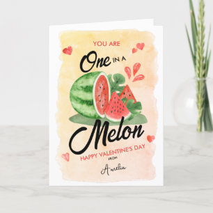 Watercolor Watermelon Heart Valentine's Day Folded Holiday Card