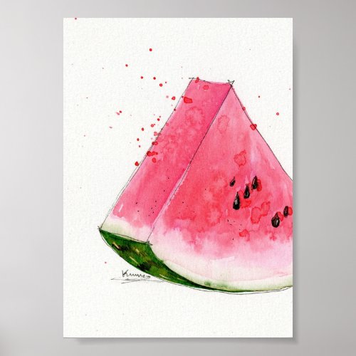 Watercolor Watermelon Kitchen art Poster