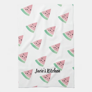 Watercolor Watermelon Modern Pink Kitchen Towel