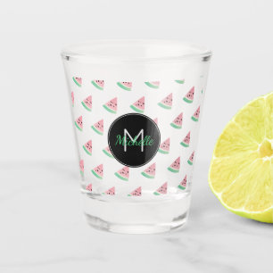 Watercolor Watermelon Monogram Custom Personalized Shot Glass