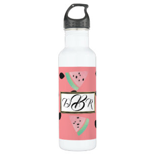 Watercolor Watermelon Monogram Stainless Steel Water Bottle
