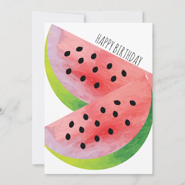 Watercolor Watermelon Pair Summer Birthday (Front)
