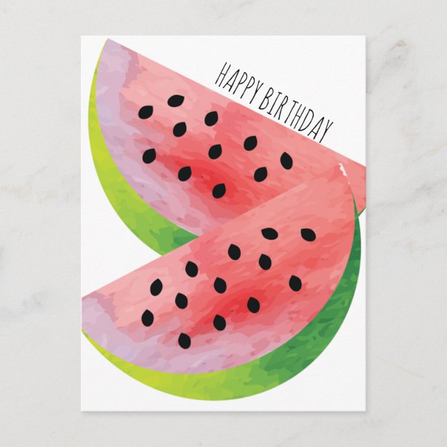 Watercolor Watermelon Pair Summer Birthday Postcard (Front)