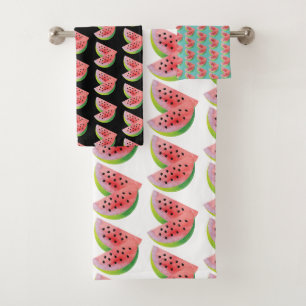Watercolor Watermelon Pair Summer Teal  Pattern  Bath Towel Set