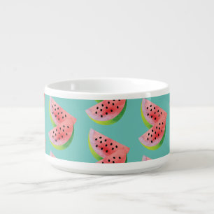 Watercolor Watermelon Pair Summer Teal Pattern Bowl