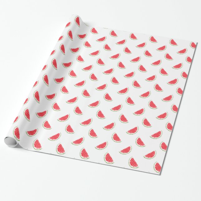Watercolor Watermelon Pattern Wrapping Paper (Unrolled)