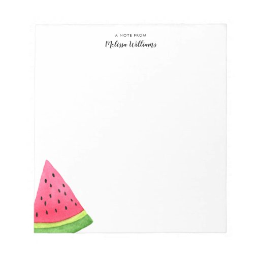 Watercolor Watermelon Personalized Notepad | Zazzle