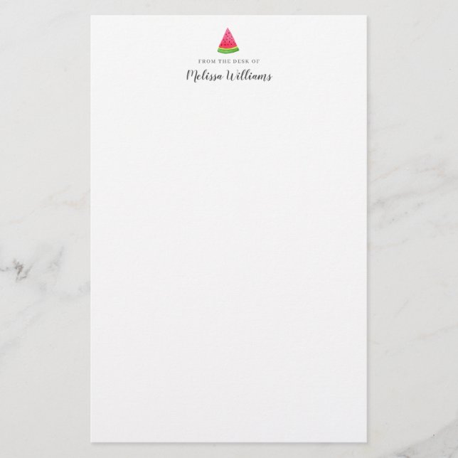 Watercolor Watermelon Personalized Stationery (Front)