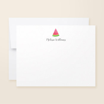 Watercolor Watermelon Personalized Stationery Note Card by printcreekstudio at Zazzle