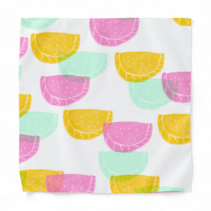 Watercolor Watermelon Pink Green Yellow Pattern Bandana