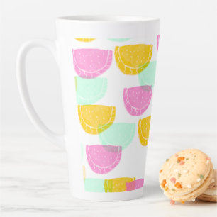 Watercolor Watermelon Pink Green Yellow Pattern Latte Mug