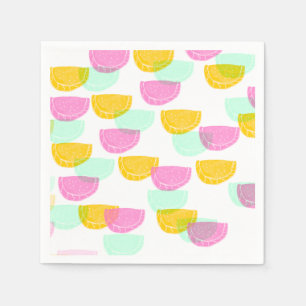 Watercolor Watermelon Pink Green Yellow Pattern Napkins
