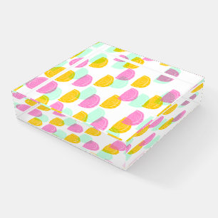 Watercolor Watermelon Pink Green Yellow Pattern Paperweight