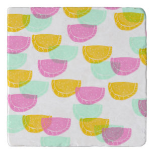 Watercolor Watermelon Pink Green Yellow Pattern Trivet