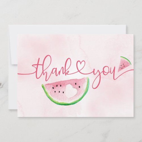 Watercolor Watermelon Pink Thank You Card - Thank your guests for coming to your occasion, whether it was a baby shower or birthday. Add your message on the back or leave it blank and handwrite a message to your guests.
