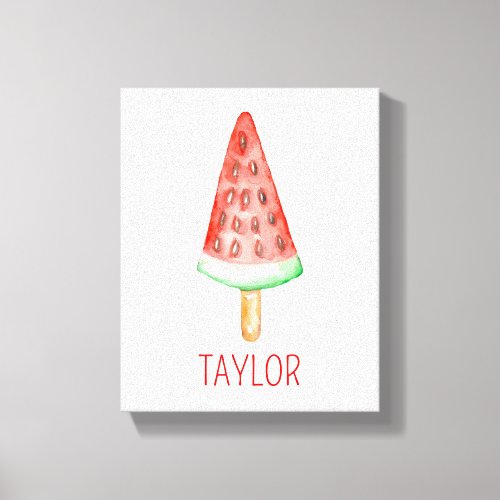 Watercolor Watermelon Popsicle Canvas Print