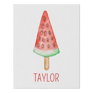 Watercolor Watermelon Popsicle Faux Canvas Print